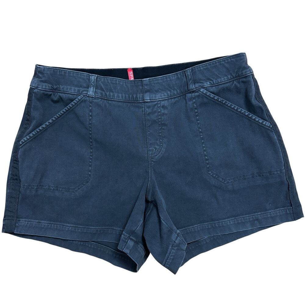 Spanx Sara Blakely XL Slate Gray Lt Black Stretch Casual Utility Shorts Pockets